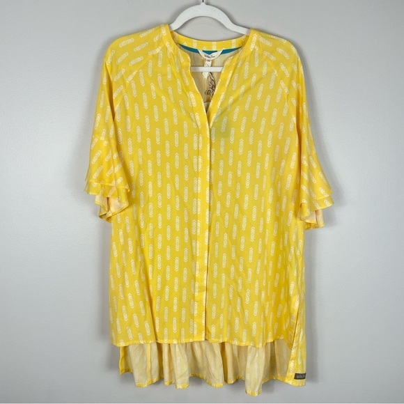 Matilda Jane Womens Medium Blouse Golden Hour Top Yellow Tunic Shirt Aztec NWT - Picture 2 of 9